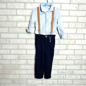 Zara Boys 3 Piece Suspender Set 2 Tone Blue Sz 3-5 Years